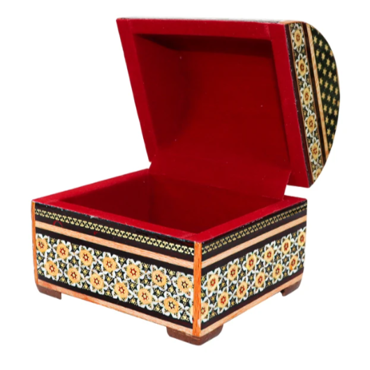 Persian Khatamkari Jewelry & Décor Box - Handcrafted Wooden Inlay from Isfahan