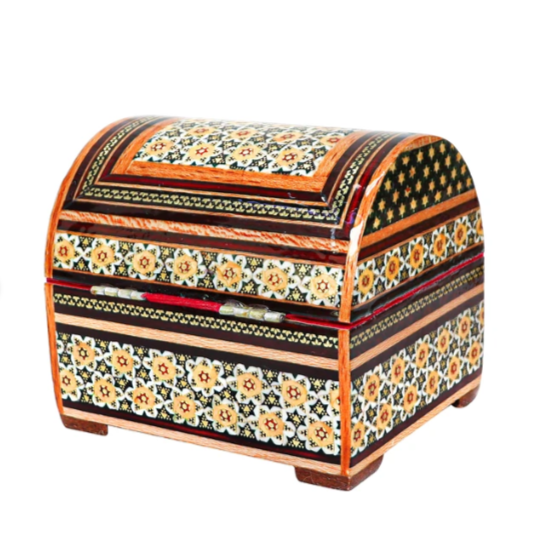 Persian Khatamkari Jewelry & Décor Box - Handcrafted Wooden Inlay from Isfahan