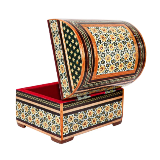 Persian Khatamkari Jewelry & Décor Box - Handcrafted Wooden Inlay from Isfahan