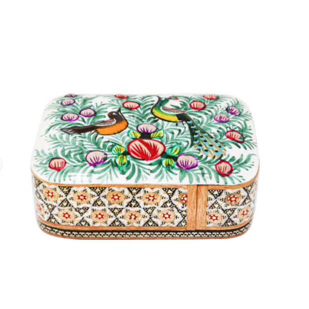 Persian Khatamkari Jewelry & Décor Box - Handcrafted Wooden Inlay from Isfahan