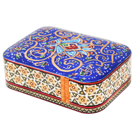 Persian Khatamkari Jewelry & Décor Box - Handcrafted Wooden Inlay from Isfahan