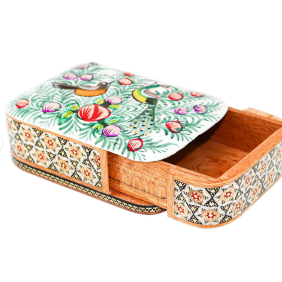 Persian Khatamkari Jewelry & Décor Box - Handcrafted Wooden Inlay from Isfahan