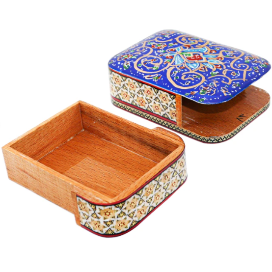 Persian Khatamkari Jewelry & Décor Box - Handcrafted Wooden Inlay from Isfahan