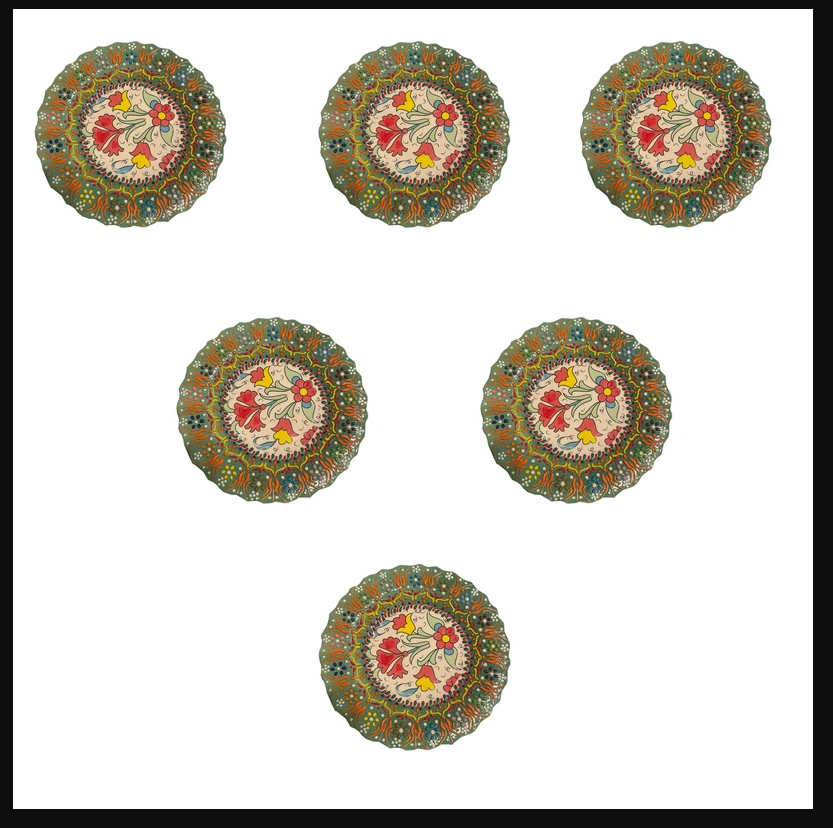 Hand-Painted Persian Ceramic Plates – Set of 6 | Mina-Kari Art on Pottery (18 cm)