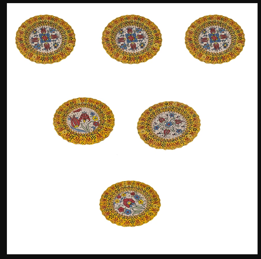 Hand-Painted Persian Ceramic Plates – Set of 6 | Mina-Kari Art on Pottery (18 cm)