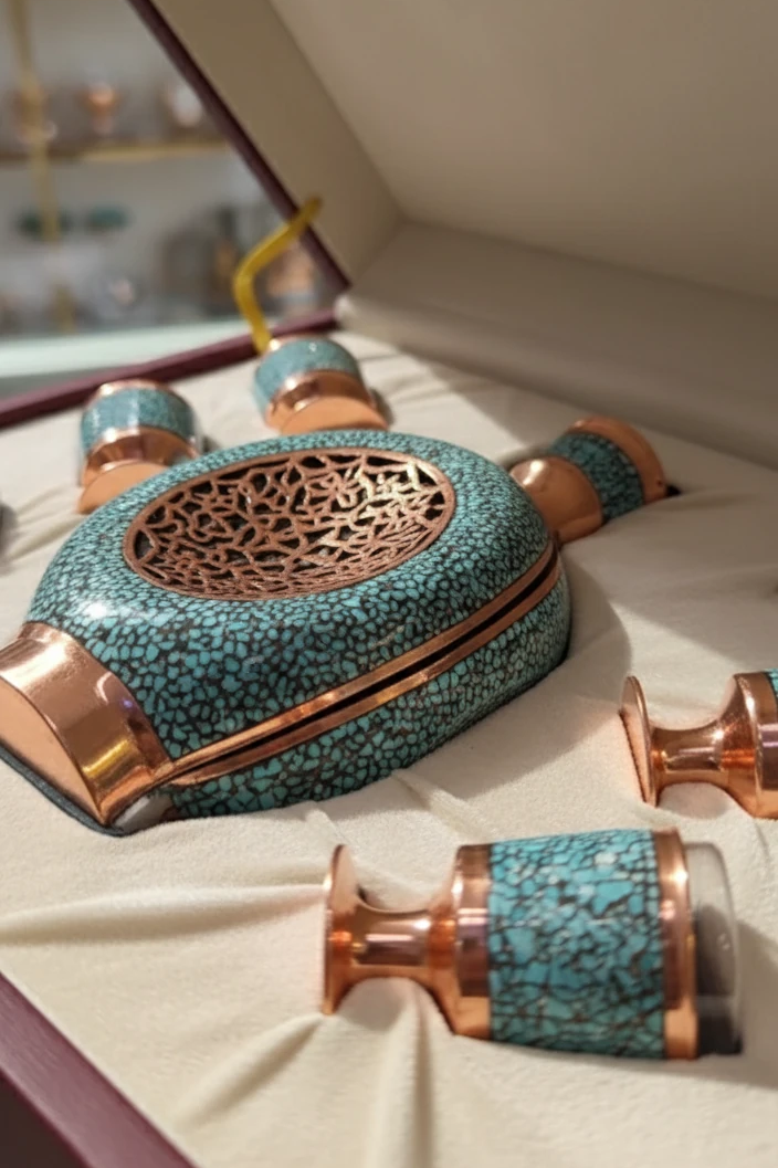 Handcrafted VIP Minakari Serving Set with Inner Glass Chamber – Complete Persian Serving Collection
