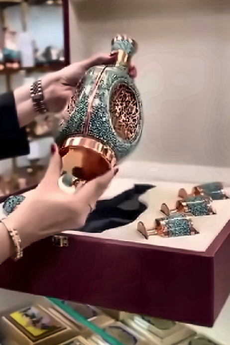 Handcrafted VIP Minakari Serving Set with Inner Glass Chamber – Complete Persian Serving Collection